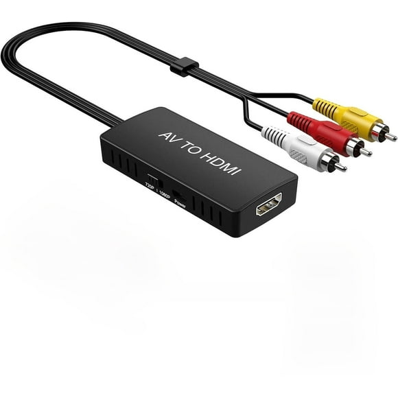 RCA to HDMI Converter Male, AV to HDMI Converter, Composite Video Audio Converter Adapter, Supports PAL/NTSC for PS2, PS3, STB, VHS, VCR, Blue-Ray DVD