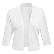 FOLUNSI Womens 3/4 Sleeve 80% Viscose Cropped Cardigan Sweater, Size S