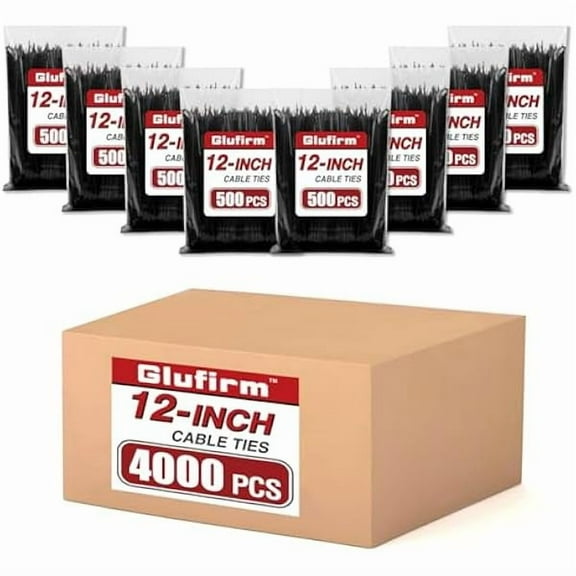 Zip Ties 12 inch (4000 Pack), 85 lb, Delivering 1.7X Tensile Strength in the Same Specs, Black, Heavy Duty Cable Ties,