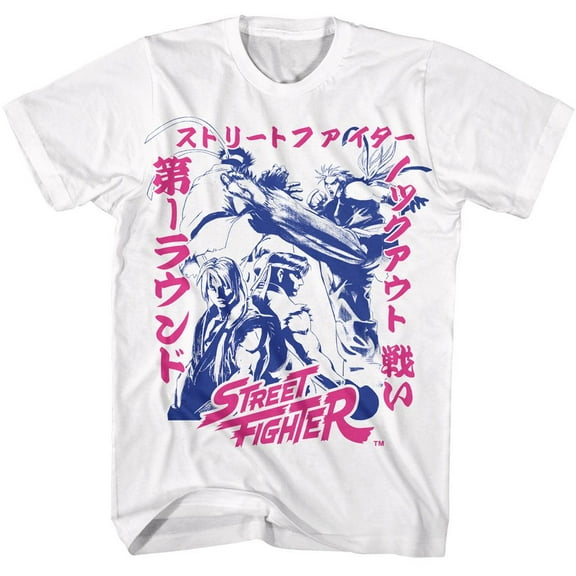 Street Fighter Two Tone Japanese Graphics White T-Shirt