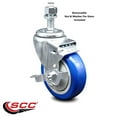 thumbnail image 2 of 4 Inch SS Blue Polyurethane Swivel 12mm Threaded Stem Caster with Brake SCC, 2 of 2