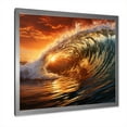 thumbnail image 2 of Designart "Sunset Waves in Green and Orange" Coastal Framed Wall Art Decor - Coastal Green Coastal Beach Hallway Framed Wall Art Decor, 2 of 6