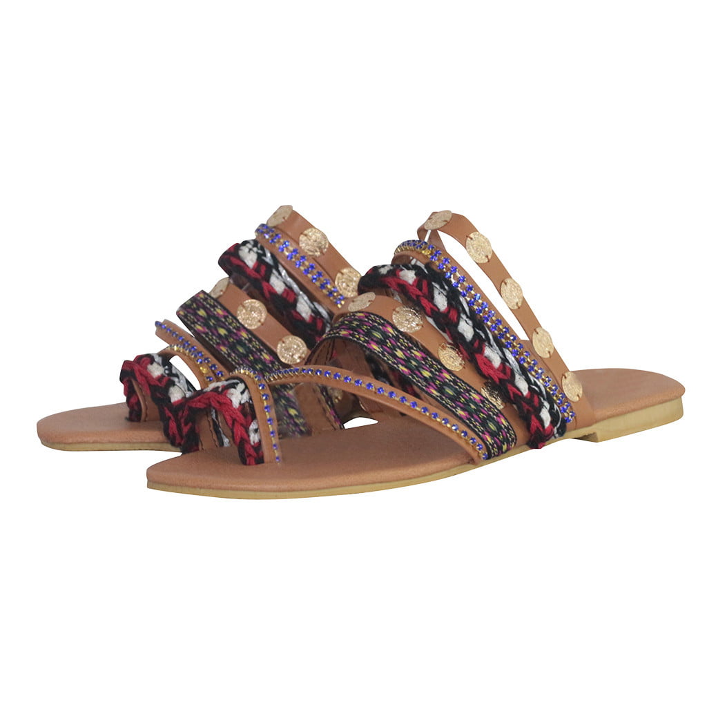 Female Sandals Beach Slipper Bohemian Ethnic Style Flat Shoes