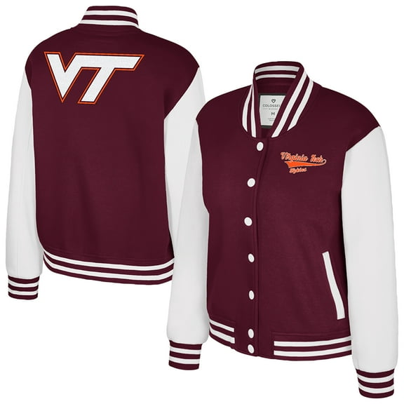 Women's Colosseum Maroon Virginia Tech Hokies French Baguette Full Snap Fleece Jacket