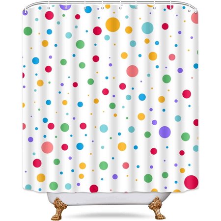 HTBUSC 4 Pcs  Polka Dot Shower Curtain Set  Colorful Abstract Circles Bathroom Sets with Shower Curtain and Rugs  Bath Curtain and Bath Mat  Toilet Lid Cover and U Shaped Rug  12 Hooks  S