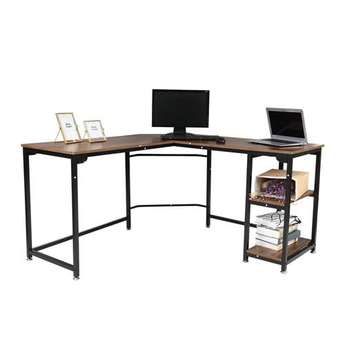 VANELC L Shaped Desk Home Office Computer Desk with Storage Shelf