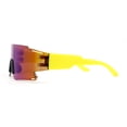 thumbnail image 3 of Mens Oversized Wrap Sport Color Mirror Shield Futuristic Sunglasses Yellow - Teal Mirror, 3 of 4