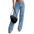 thumbnail image 3 of Pantalones Vaqueros de Pierna para Mujer, Tiro Bajo, Holgados, de Pierna Recta, Estilo Boyfriend, Vaqueros Casuales Sueltos, Estilo Chica Y2K Azul S, 3 of 9