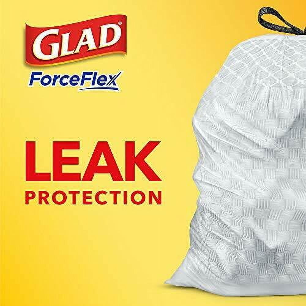 Glad Forceflex Odorshield Drawstring Kitchen Trash Bags 13 Gallon, Fresh Clean, 120 Count