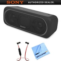 Sony SRSXB40/BLK XB40 Portable Wireless Speaker with Bluetooth (Black) Bundle with Deco Gear In-ear Bluetooth Earbud Headphones (Red/Black) and Deco Gear Microfiber Cleaning Cloth