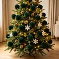 thumbnail image 5 of 12-Piece Flocked Christmas Ball Ornaments 2.4 in Plastic Velvet Style Baubles Green for Tree Wreath Decor, 5 of 8