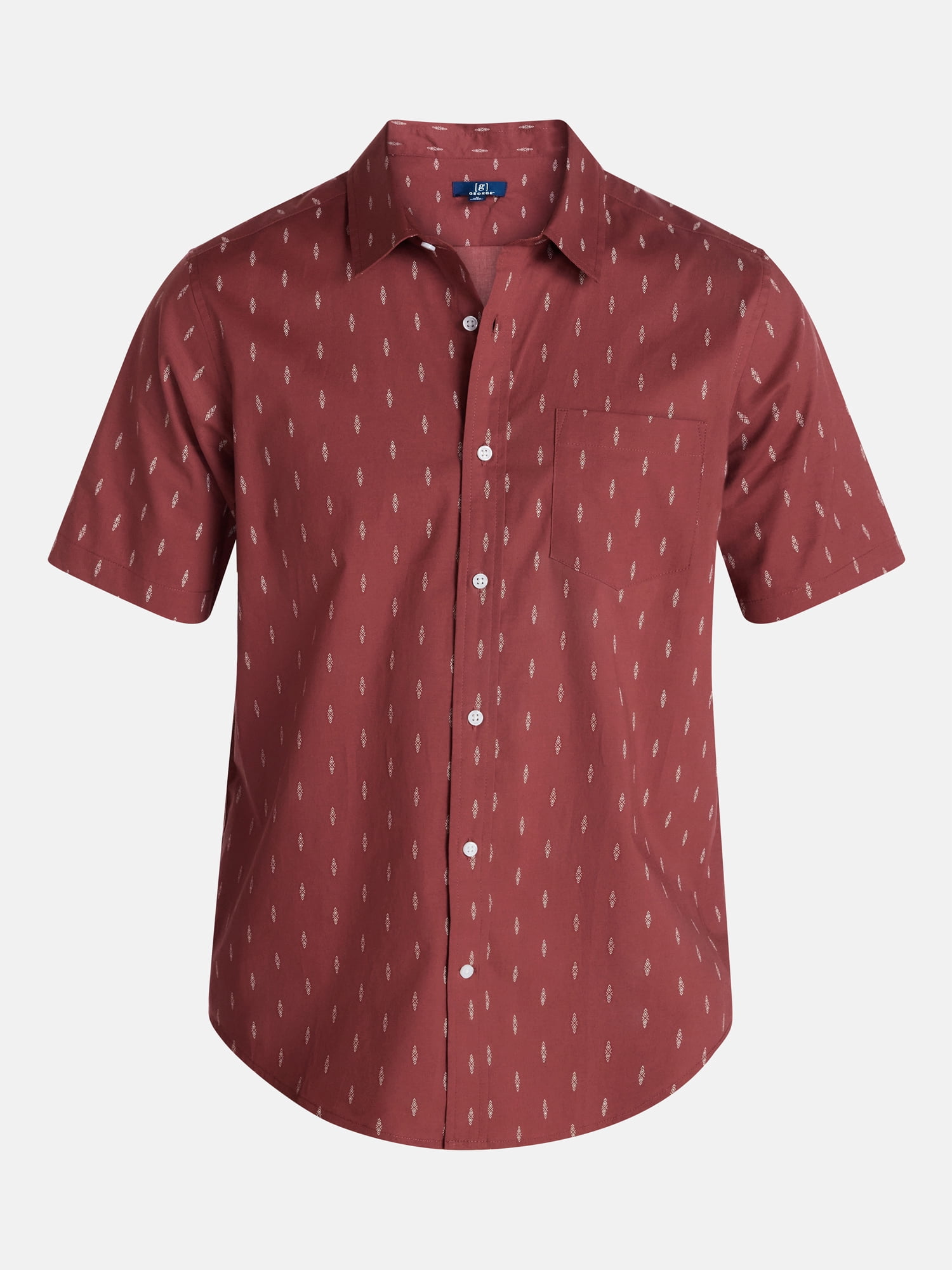 George Men's Poplin Shirt with Short Sleeves, Sizes XS-3XL