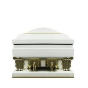 Overnight Caskets - Frank Oversized Collection Funeral Metal Casket White with Pink Velvet Interior 27.5 Wide - 18 Gauge Steel