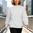 thumbnail image 3 of VBVC Women's Mock Neck Cropped Sweatshirt , Ladies' Side Slit Long Sleeve Pullover , Casual Fall Winter Tops For Women, S-3XL, 3 of 8