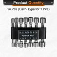 thumbnail image 3 of Uxcell 14pcs Hex Nut Driver Drill Bit 3/16"-7/16" 5-12mm Metric SAE 6-Point Drill Socket 1/4" Hex Shank CR-V Steel Quick-Change Nut Impact Driver Bit Set with Bit Holder, 3 of 5
