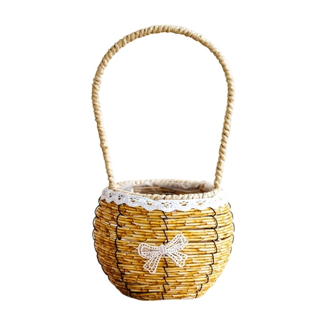 Hanging Planter Basket With Handle And Built-In Plastic Liner For Indoor Outdoor Plants Boho Style Rattan Woven Decorative Flower Pot