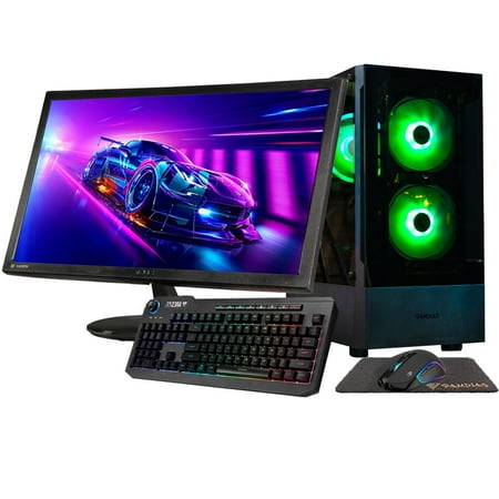 Gigatech Gaming Titan 3 Gaming PC Desktop Monitor Bundle- Intel Core i5-13400 4.6GHz 10-Core, NVIDIA RTX 3050 GPU Graphics Card, 16gb DDR4 3200MHz, 512GB SSD, Windows 11, Wi-Fi