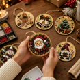 thumbnail image 3 of 6-Pack Christmas Diamond Painting Ornament Kit, DIY Pearl Sticker Art Crafts for Kids Adults, No Glue Needed 3.07" Round Xmas Tree Decorations Holiday Gift Set, 3 of 4