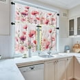 thumbnail image 2 of Watercolor Floral Kitchen Curtains Pink Window Curtains Valance and Tier Set 36 Inch, Spring Flowers Rod Pocket Short Tier Curtain, Modern Ink Artistic Small Cafe Curtains for Kitchen Decor, 2 of 6