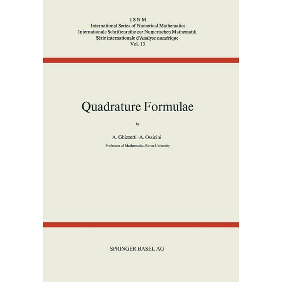 International Numerical Mathematics Quadrature Formulae, Book 13, (Paperback)