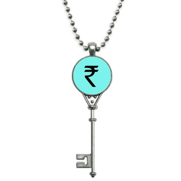 Thailand Currency Symbol THB Pendant Vintage Necklace Silver Key Jewelry
