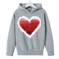 thumbnail image 4 of Girls Oversized Hoodie Gray, Watercolor Heart Print Kids Pullover, Cute Casual Sweatshirt for Girls, Soft Valentine Gift,Size 9 T, 4 of 8