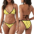 thumbnail image 6 of Zufioo Yellow And White Polka Dot for Women's Bikini Set,High Elastic Swimsuit and Swim Trunks Two-piece Set-Removable Chest Pad,Strap Style,Pool and Beach Swimwear-Small, 6 of 7