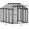 thumbnail image 2 of Greenhouse, Easy Assembly Aluminum Polycarbonate Greenhouses for Outdoors with Roof Vent, Large Aluminum Walk-In Greenhouse for Sunroom Patio, Backyard, Garden, Sliding Lockable Door, Black, 2 of 7