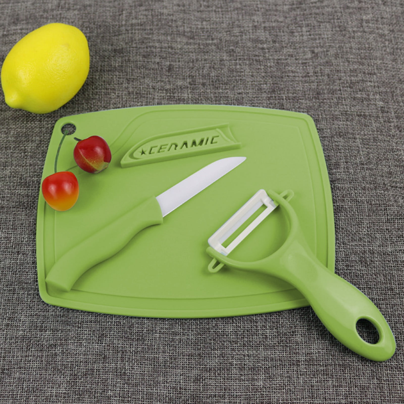 Clearance Hcnuuo Ceramic Set With Fruit Vegetable Peeler Knife Mini Cutting Board Colorful Kitchen Tools 3PCS