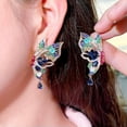 thumbnail image 2 of Beauty Multicolor Blue CZ Big Butterfly Drop Earrings for Brides Ladies Dress, 2 of 8