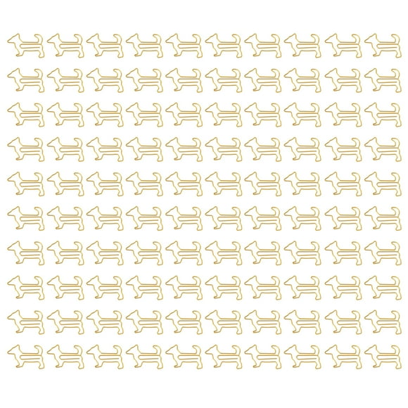 Dekaim 100 Pièces Trombones En Forme De Chien Créatif Mignon Plaqué Métal Signet Trombones Pour étudiants Papeterie(Or)