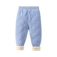 thumbnail image 3 of Loopsun Kids Fall Winter Long Pants, Toddler Quilted Pants, Boys and Girls Fleece Thickened School Uniform Inner Wear Warm Leggings Long Pants Blue, 4-5Years, 3 of 5
