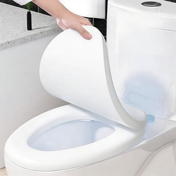 Soft Elongated Vinyl Toilet Seat, White- 18 Inch Soft Vinyl Cover with Comfort Foam Cushioning - Fits All Elongated Size Fixtures - Easy to Install Fantasia by Achim Home Decor