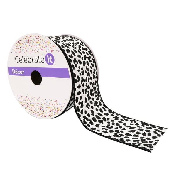 12 Pack: 2.5" x 25ft. Faux Cotton Wired Leopard Ribbon by Celebrate It
