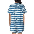thumbnail image 3 of Rocae Ocean on Striped for Two Piece Sleepwear Pajamas Sets for Women Soft Short-Sleeved Pjs with Lounge Shorts Small, 3 of 9