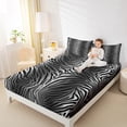 thumbnail image 4 of Homewish Wild Zebra Pattern Queen Sheet Sets,Jungle Animal Flat Sheet,Gradient White Black Queen Fitted Sheet For Men Women,Microfiber Bedroom Decor,4pcs, 4 of 7