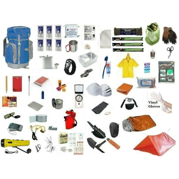 Blue/Gray Deluxe 3-Day Survival Backpack Bag Emergency Disaster Kit 72 Hour