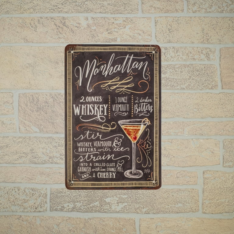 Manhattan Alcohol Liquor Cocktail Recipe Retro Tin Wall Sign Home Bar Pub Decor Manhattan Alcohol Liquor Cocktail Recipe Retro Tin Wall Sign Home Bar Pub Decor