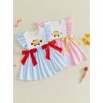 thumbnail image 3 of Cjfdfy Toddler Baby Girl Back to School Dress Kindergarten Outfits Baby Girls First Day of School Outfit 2 3 4 5 6 7 Years Apple School Bus Embroidered Bows Flying Sleeve Plaid Summer Fall Dress, 3 of 9