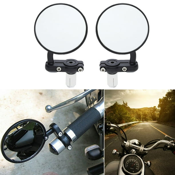 Espejos laterales retrovisores universales para motocicleta, mango negro de aluminio, extremo de barra