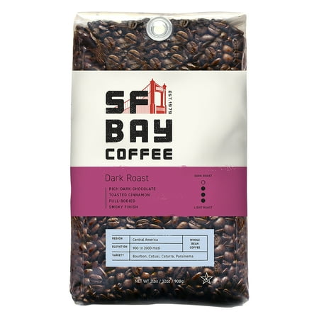SF Bay Coffee Dark Roast Whole Bean Coffee, Dark-Medium Roast, 32 oz Bag