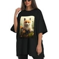 thumbnail image 4 of Plus Size Shirt for Women Black Tops for Women Short Sleeves Shirt for Women Fox T Shirt Oversized Shirt for Women S, 4 of 5