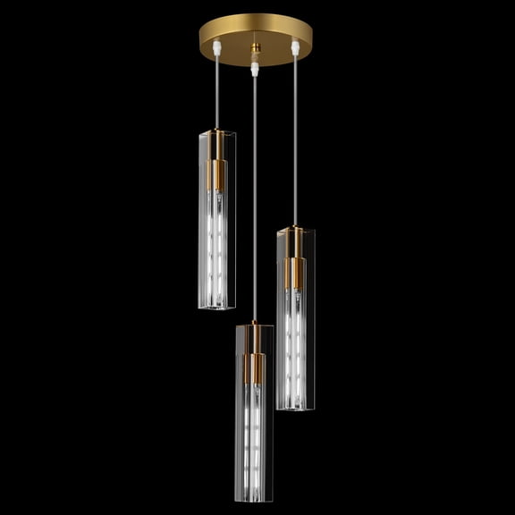 Deyidn 3 Light Pendant Lighting Dining Room Light Fixture Dimmable Modern Gold Pendant Light with  Crystal Shade Pendant Lights Kitchen Island