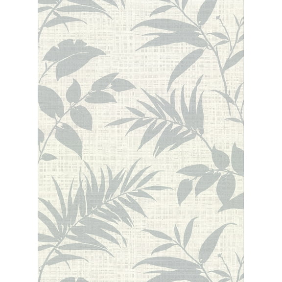 Warner Chandler Off-White Botanical Faux Grasscloth Wallpaper, 27-in by 27-ft, 60.8 sq. ft