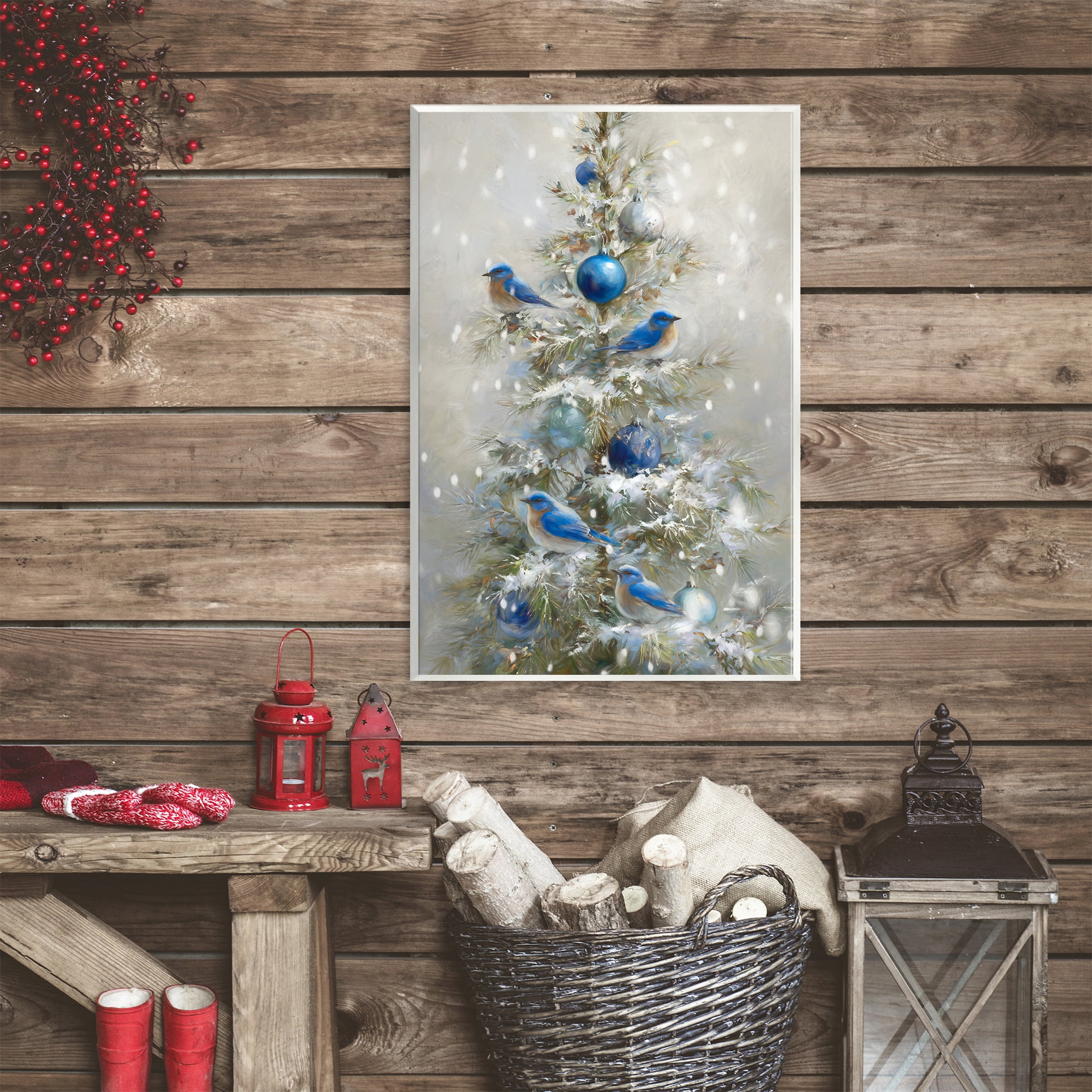 Stupell Industries Blue Bird Christmas Tree Wall Plaque Art, design by Tina LeCour