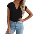thumbnail image 4 of Edvintorg Womens Short Sleeve Tops Loose Fit Lightweight V Neck Casual Shirts Summer Clothes for Women Black M, 4 of 6