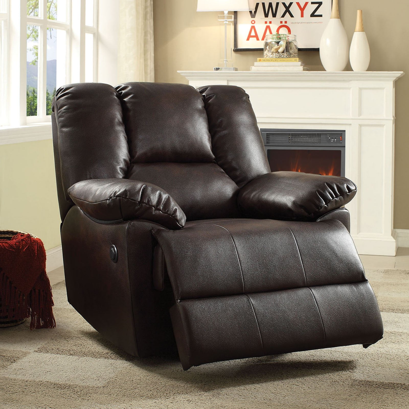 ACME Oliver Recliner (Power Motion), Dark Brown LeatherAire Walmart