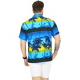 thumbnail image 5 of HAPPY BAY Men's Hawaiian Shirts Short Sleeve Button Down Shirt Mens Hawaii Shirts Boho Holiday Casual Summer Beach Shirts for Men Funny L Monochrome Palm, Blue, 5 of 6
