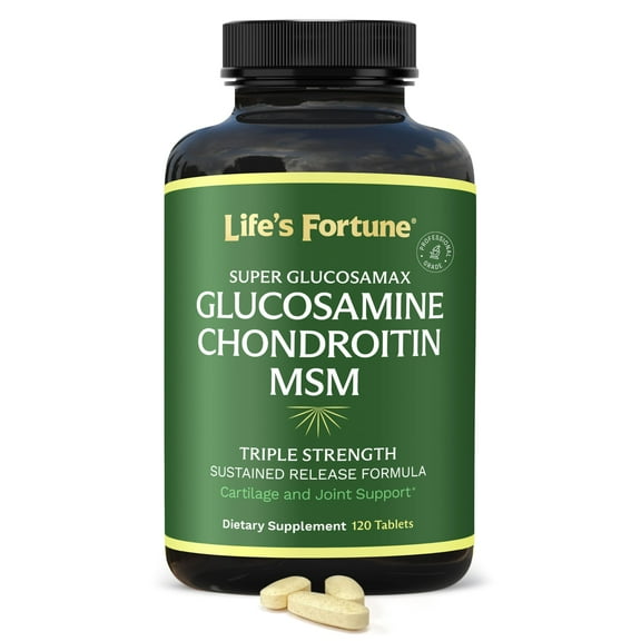 Life's Fortune Super Glucosamax Glucosamine Chondroitin MSM Supplement, 120 Tablets