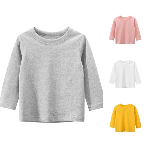 JAJAHO Toddler And Kids Long Sleeve T Shirts Boys Girls Cotton Fall Clothes Sizes 1-9 Basic Tees